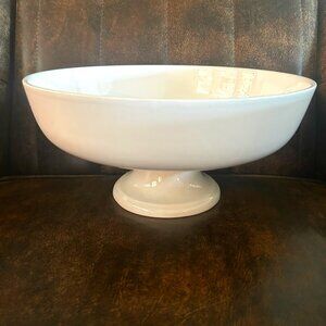Vintage Farval Large White Serving Footed Pedestal Fruit Desert Appetizer Bowl